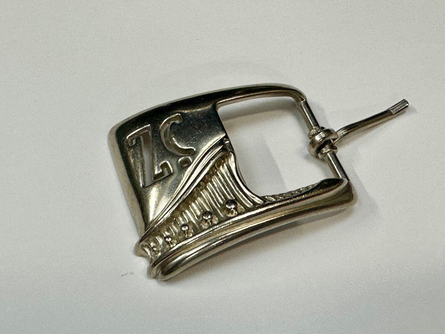 Vintage Letters Initials SZ silver tone cutout belt buckle