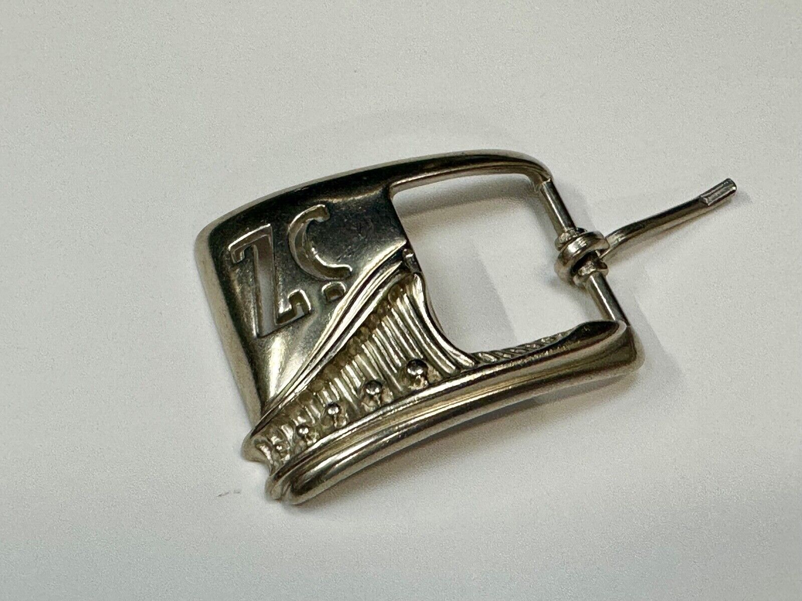 Vintage Letters Initials SZ silver tone cutout belt buckle