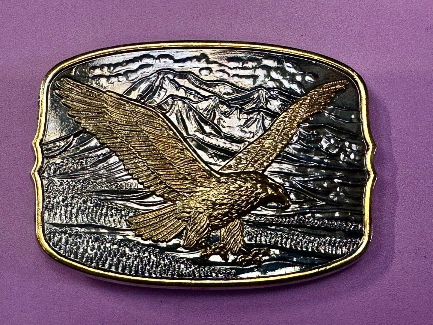 American Eagle commemorative 24K gold & silver plated belt buckle w/ COA