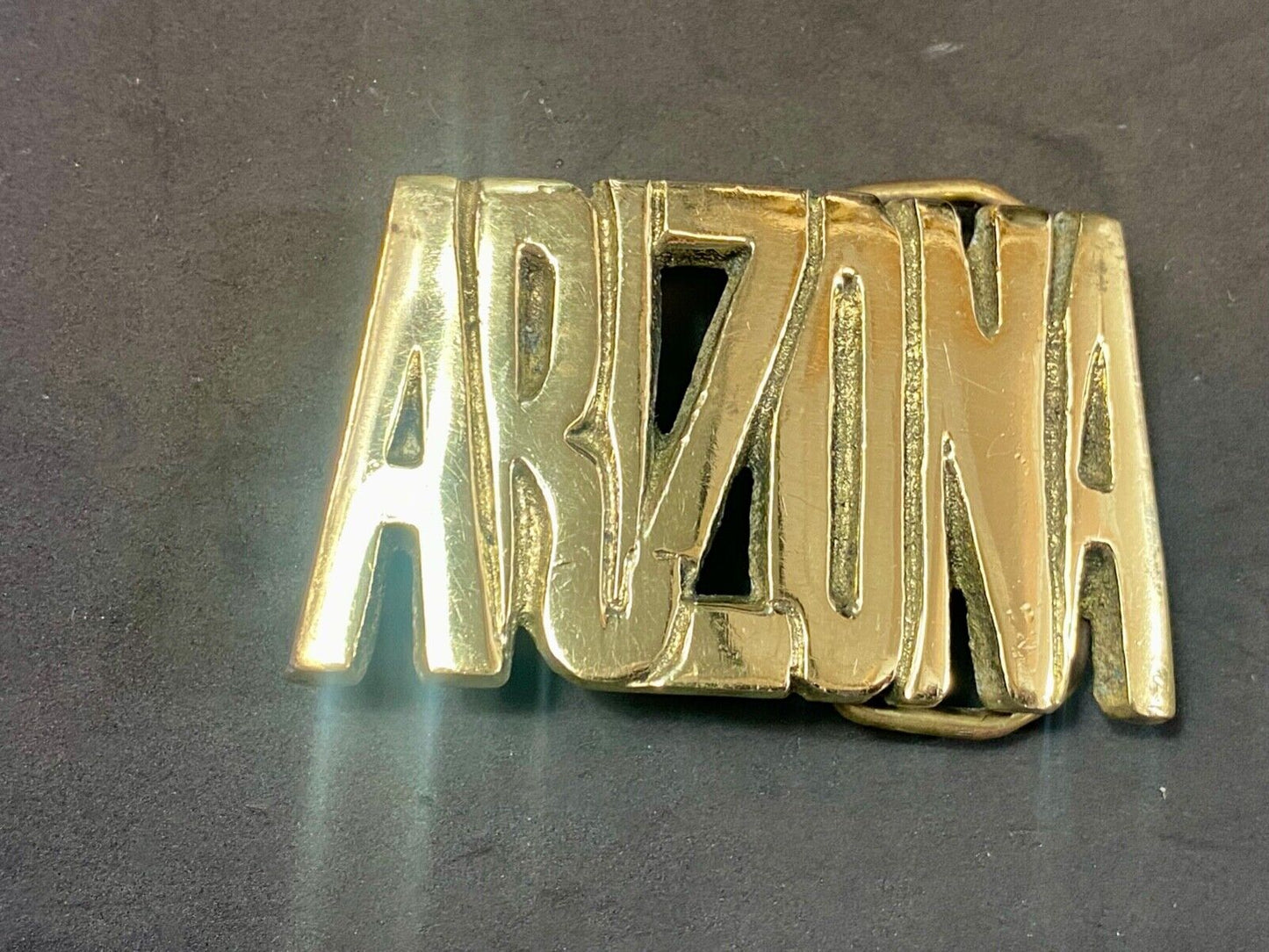 Arizona - The Great State or NAME solid brass Block Letter belt buckle