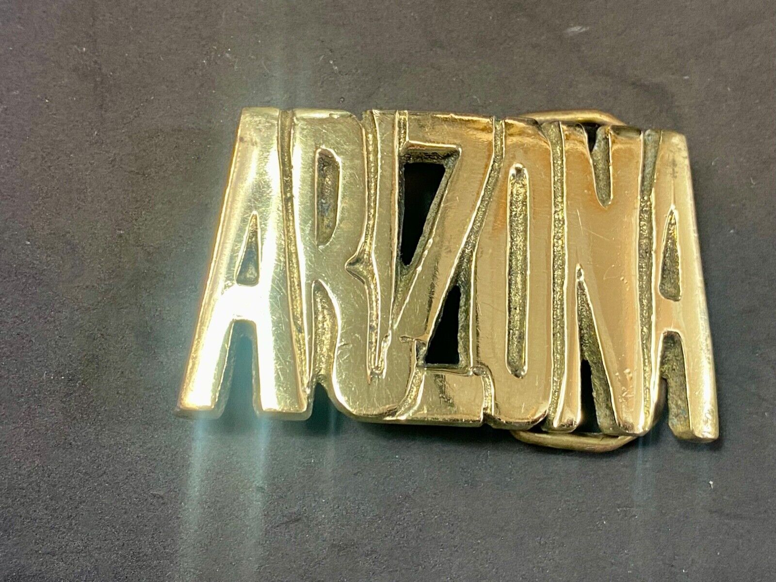 Arizona - The Great State or NAME solid brass Block Letter belt buckle
