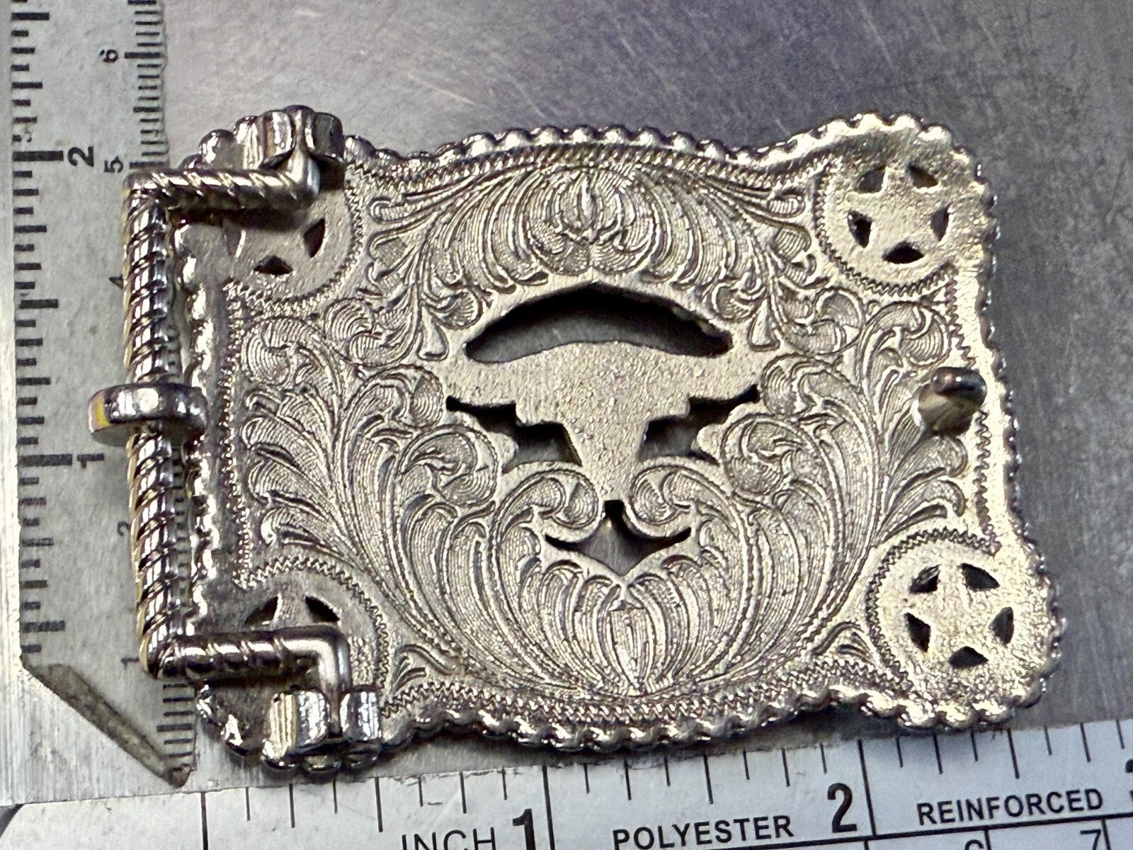 Texas Lonestar Longhorn Cow Bull Head Steer Silver Tone Cowgirls Belt Buckle
