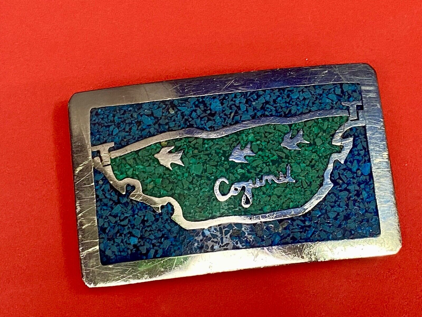 Unknown To Me!   Inlaid Quality Belt Buckle - Made In Mexico 