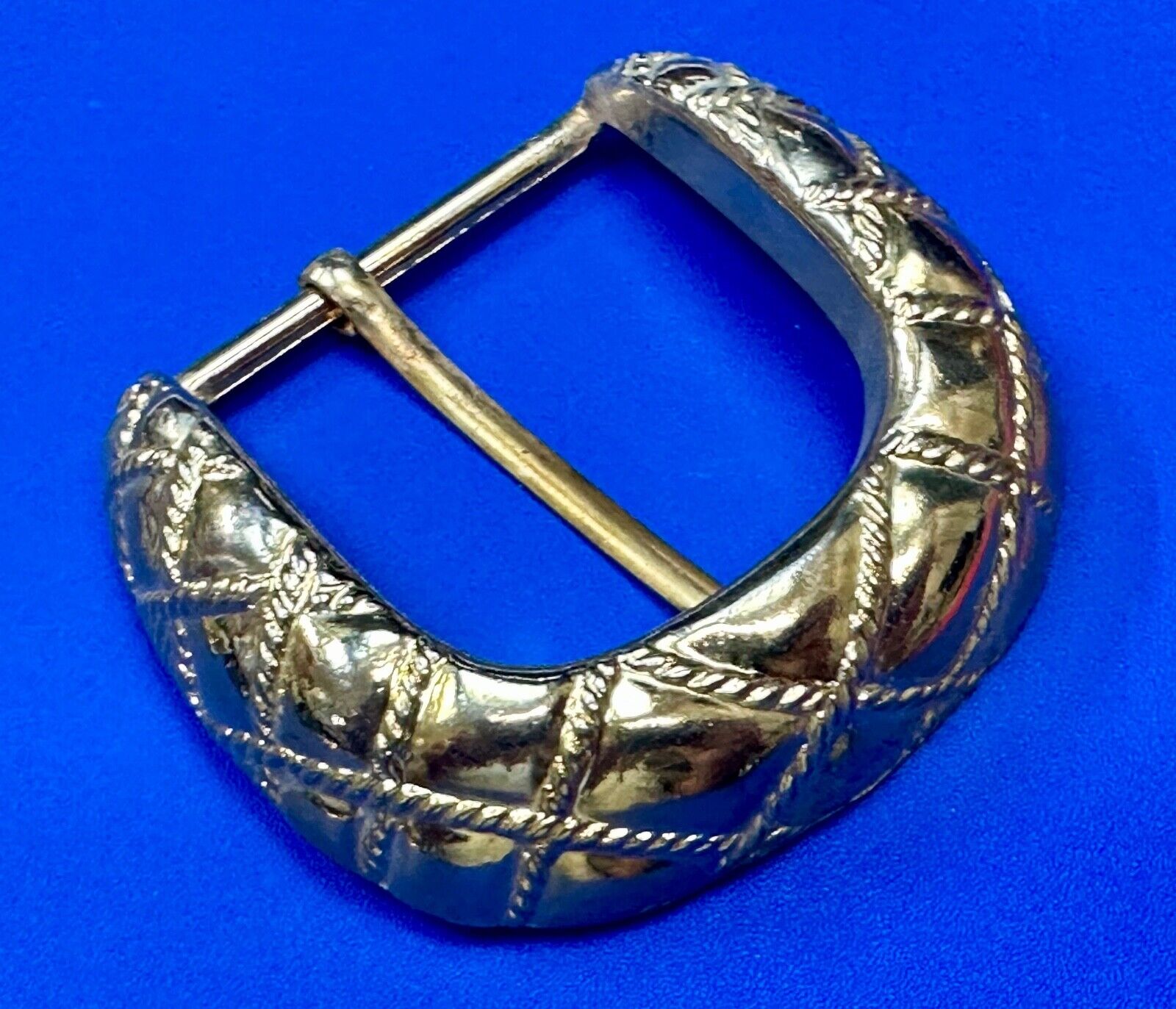 Vintage gold tone weave pattern Replacement belt buckle ET-3318