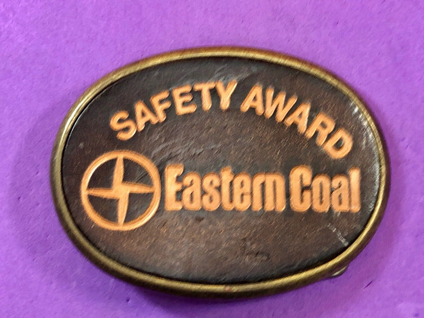 Vintage Leather El-Cid belt buckle Safety Award for Easter Coal 