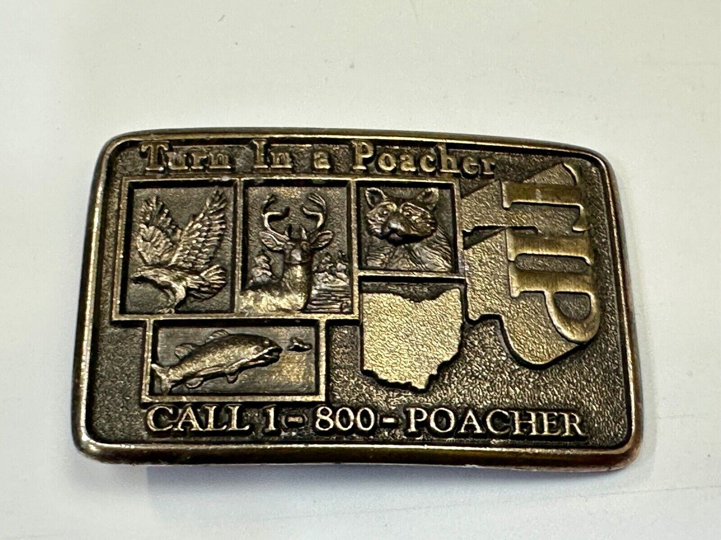 Turn in a Poacher Enjoy wildlife tomorrow TIP line hunting RARE belt buckle
