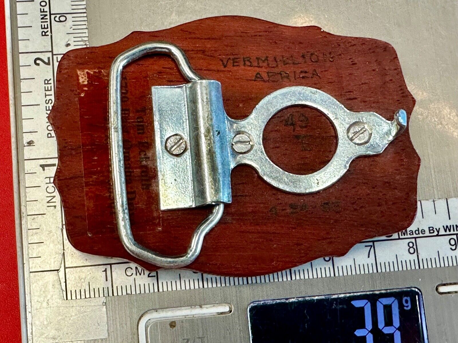 Vintage horse saddle carved in wooden western framed belt buckle  VermJ LL19