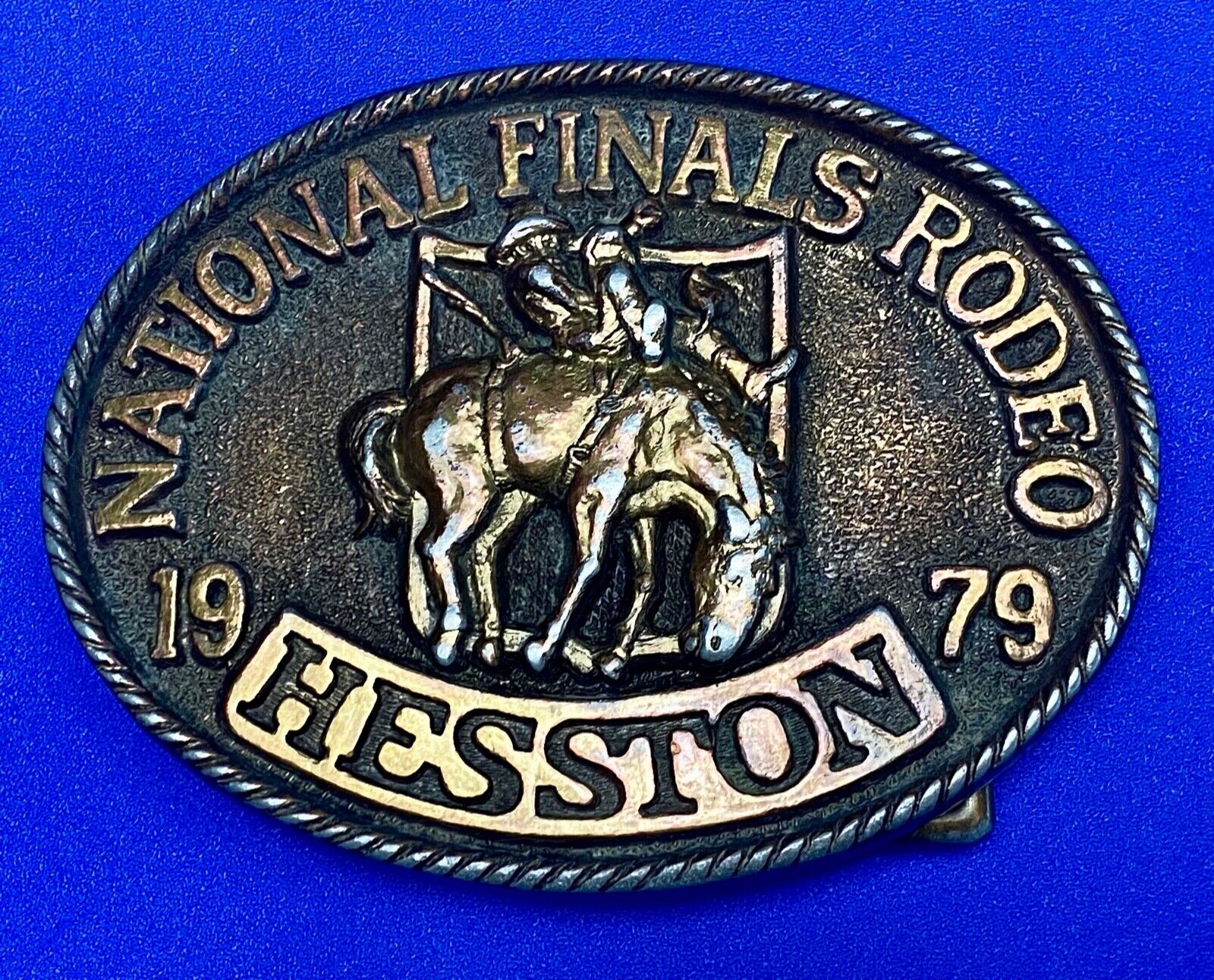 1979 Hesston Fifth edition Nation Finals Rodeo NFR Cowboy belt buckle