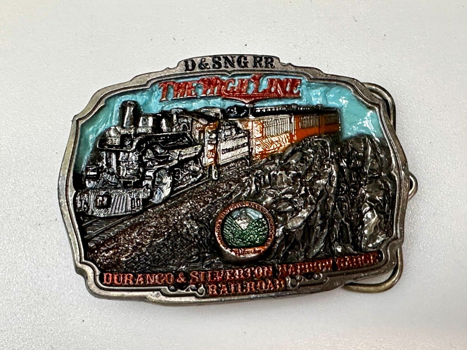 Train Rail Road Durango & Silverton Narrow Gauge C+J Colorful Belt Buckle