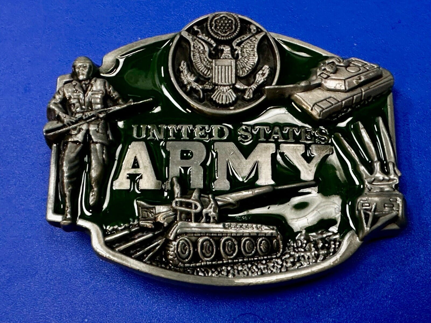 US Army United States Patriotic Soldiers Tanks Raised USA Eagle Belt Buckle