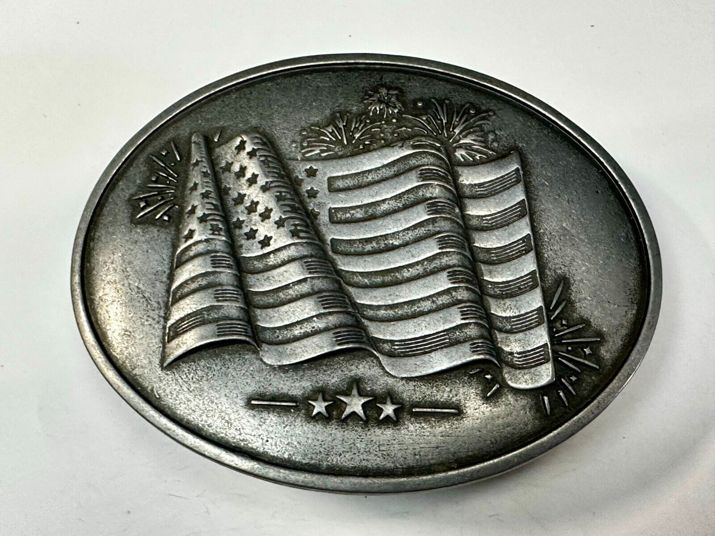 American US Flag Stars Stripes Patriotic Belt Buckle & Can holder by BevBuckle