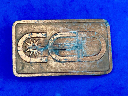 Vintage CED company promotional belt buckle 