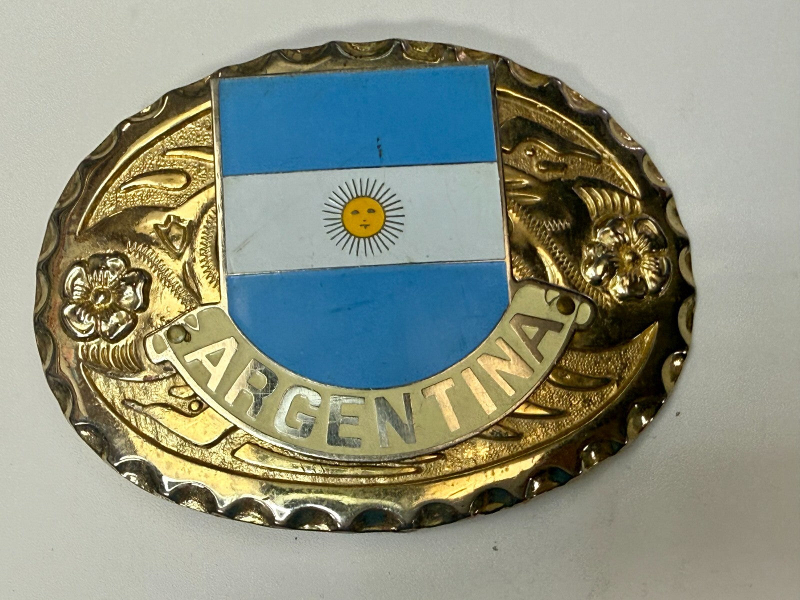 Argentina Argentine Republic Country Flag Patriotic Western Framed Belt Buckle