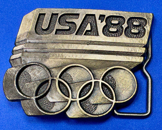 USA Olympic Games 1988  Five Ring Emblem logo belt buckle