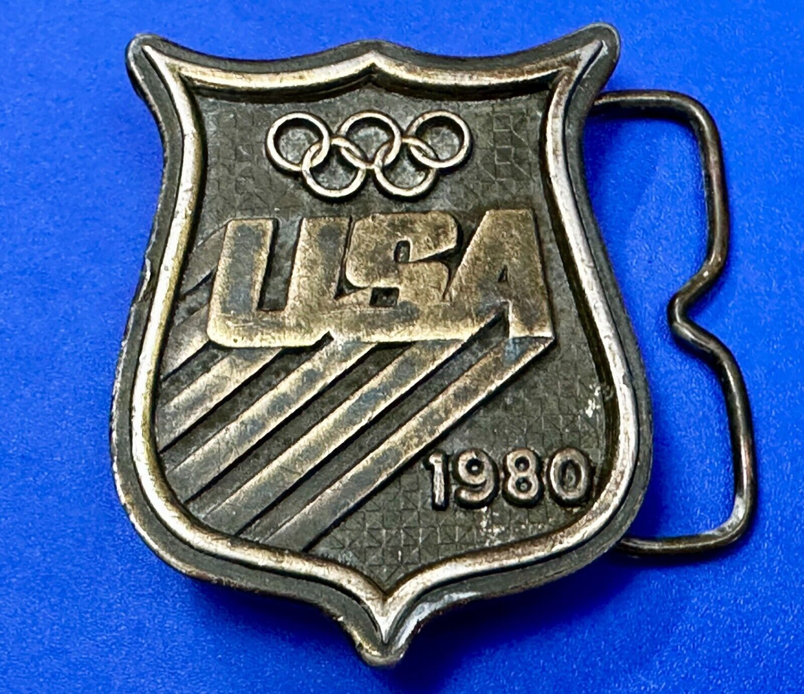 1980 USA Olympic Committee Bergamot Brass Works Vintage Belt Buckle Paul Rollins