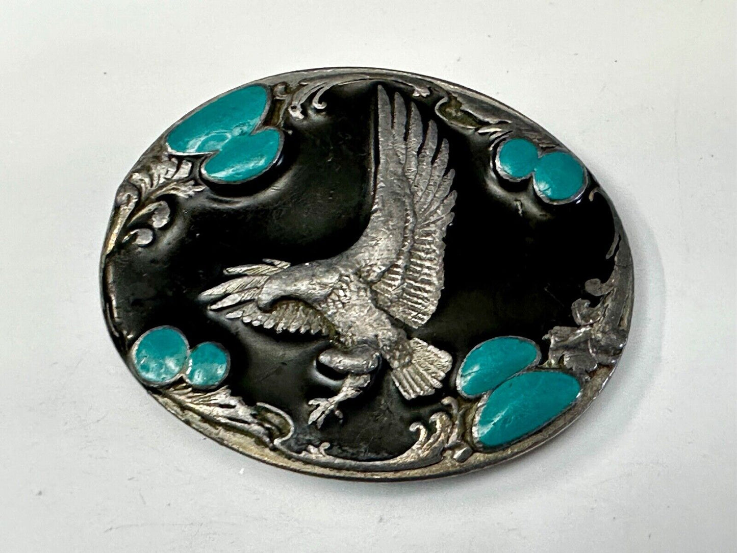 American Eagle Fly High Great Spirit Turquoise Cowboy Belt Buckle Sikiyou H-7