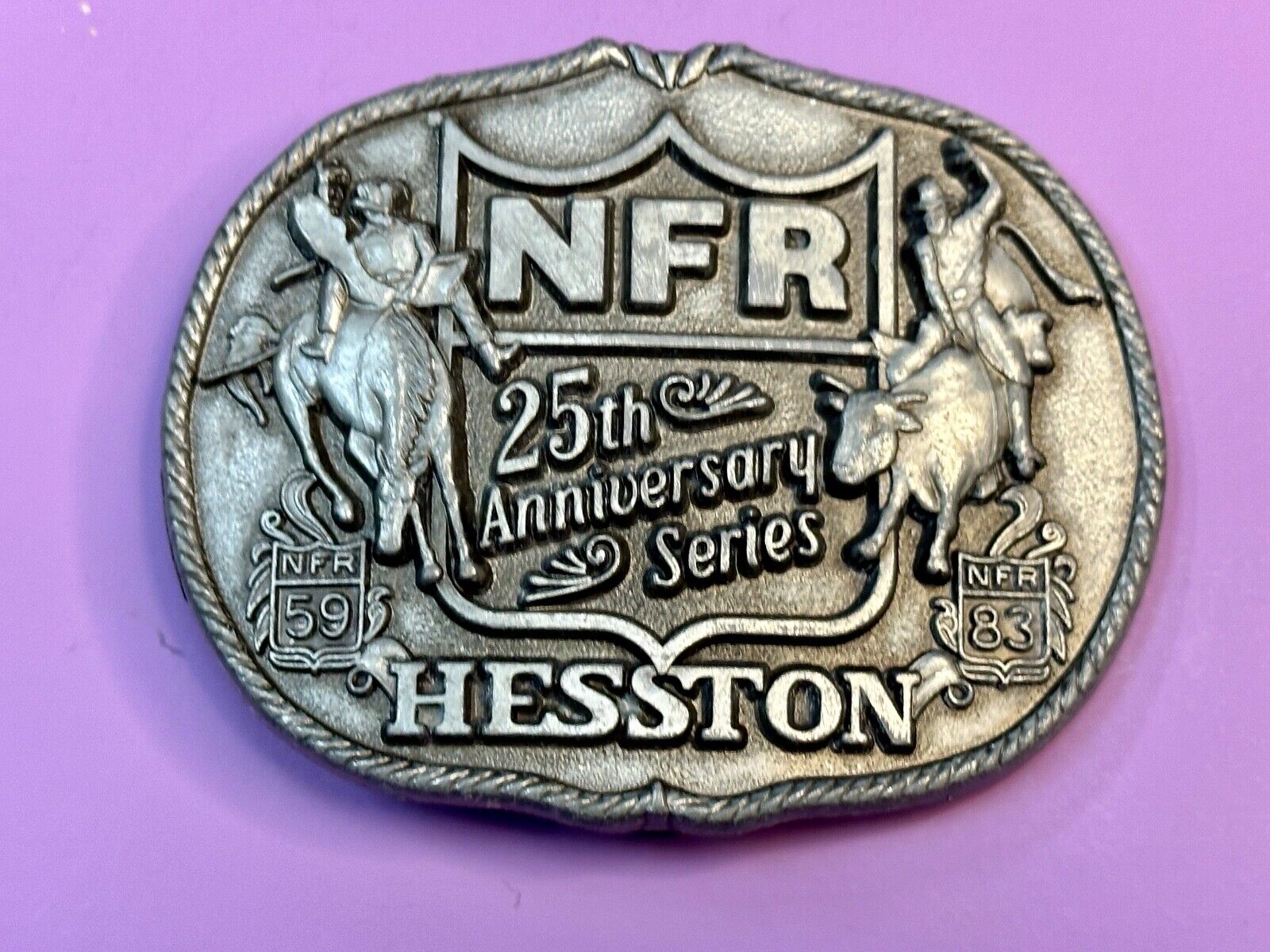 1983 HESSTON Belt Buckle NFR 25th Anniversary First Edition Limited Rodeo