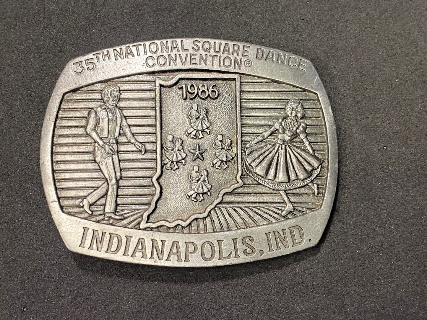 35Th National Square Dance Convention 1986 Indianapolis In Western Belt Buckle 