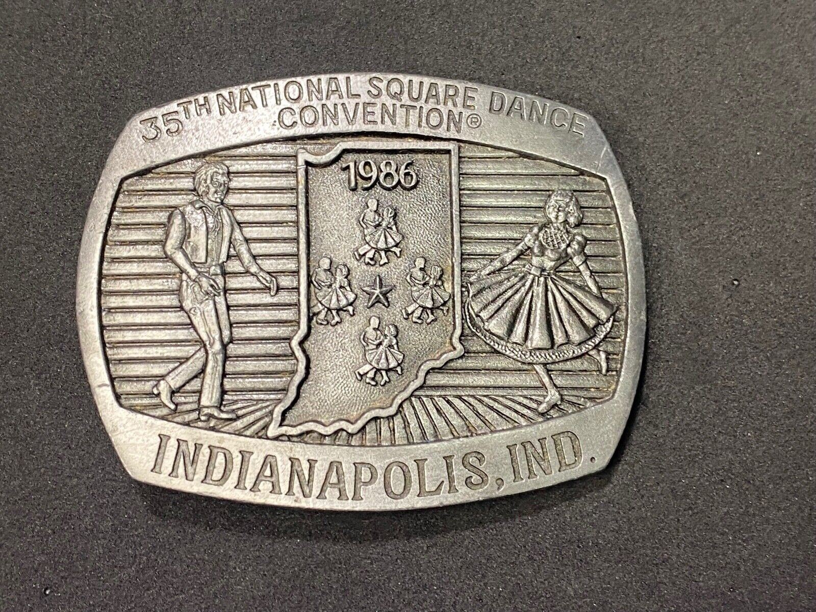 35Th National Square Dance Convention 1986 Indianapolis In Western Belt Buckle 