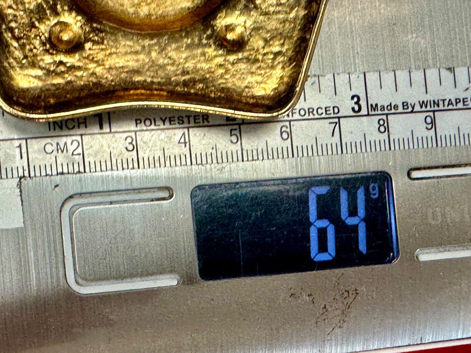 80's retro gold & cream color scarf slide