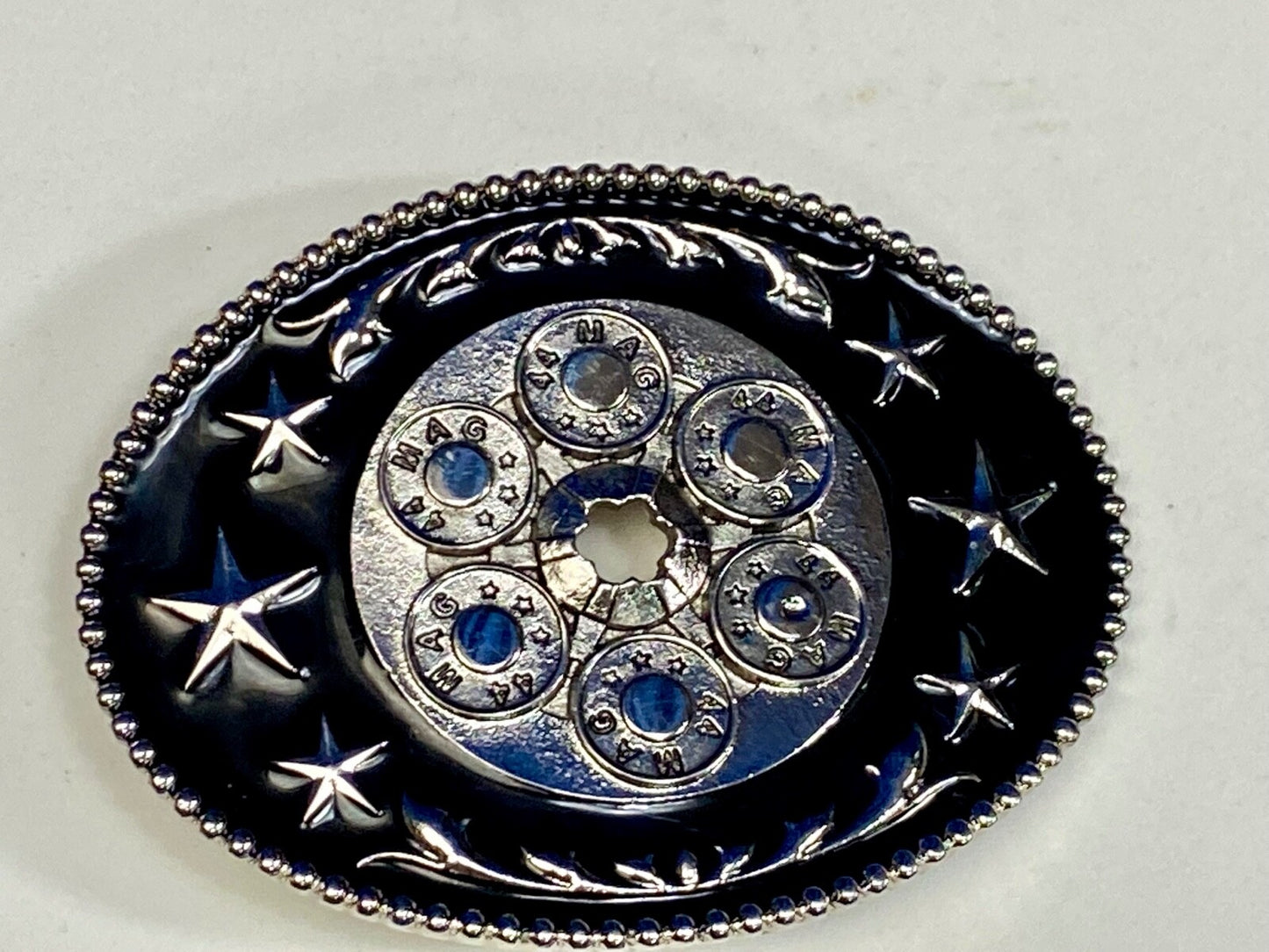 44 Mag Gun Collectors Bullets Drilled Centerpiece  Western Cowboys Belt Buckle