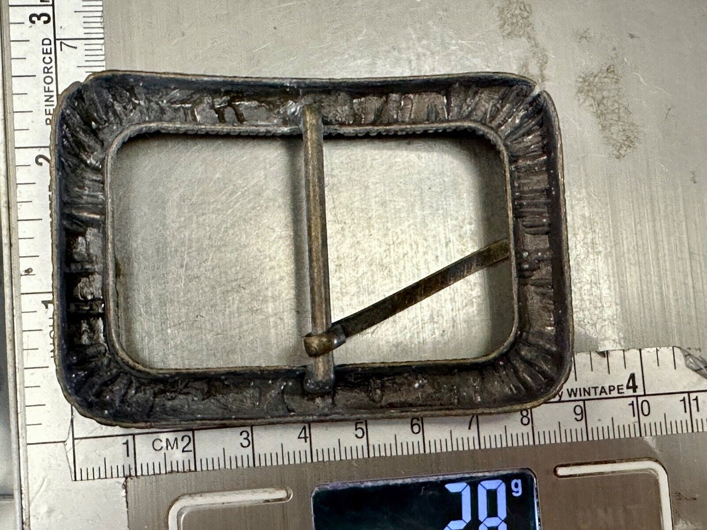 Unique Center Bar Spring abstracted wrapped style rectangular belt buckle