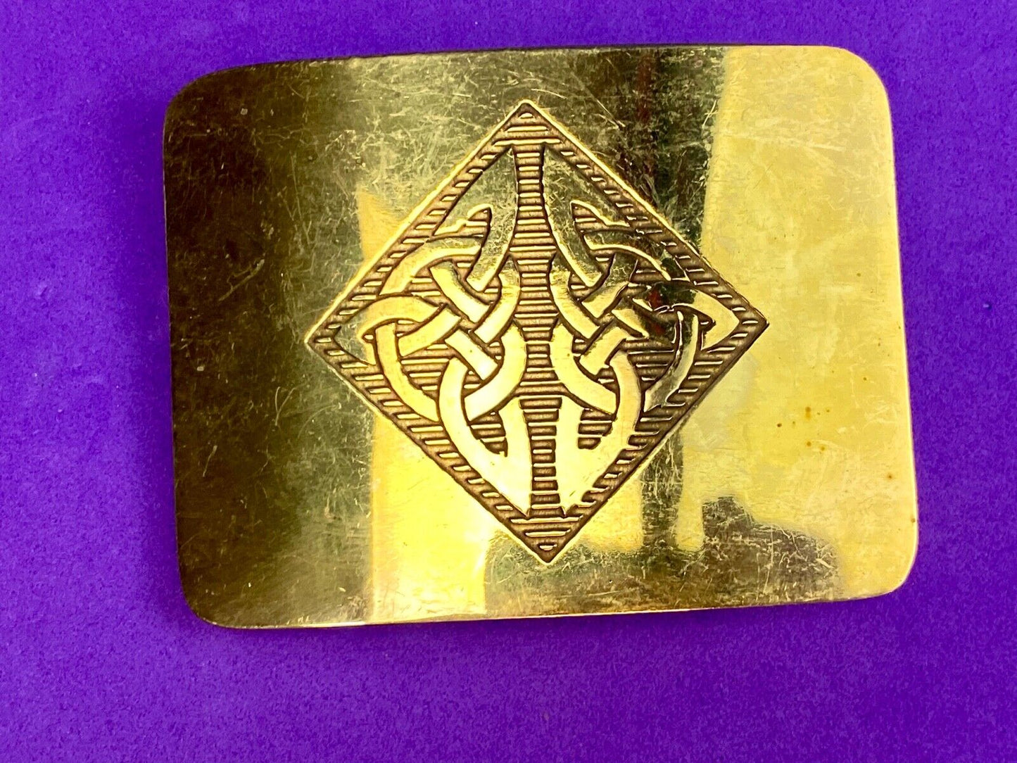 Antique Brass tone BOHO HIPPIE Ornate Lines Pattern Belt Buckle 