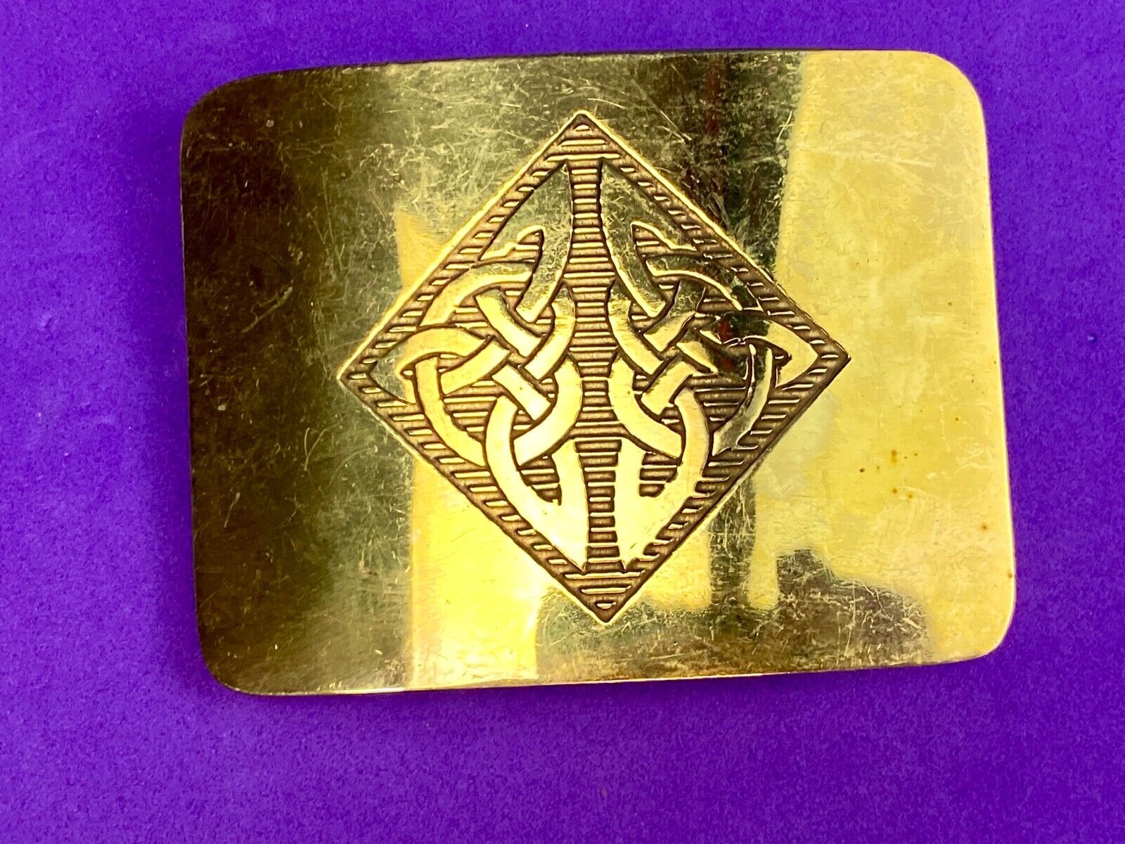 Antique Brass tone BOHO HIPPIE Ornate Lines Pattern Belt Buckle 