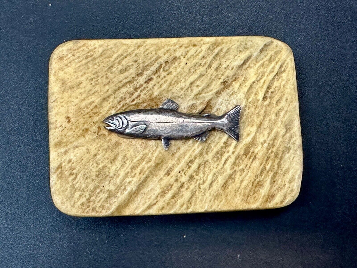 Trout Fish - vintage Native American Indian ART belt buckle - Elemore Alaska