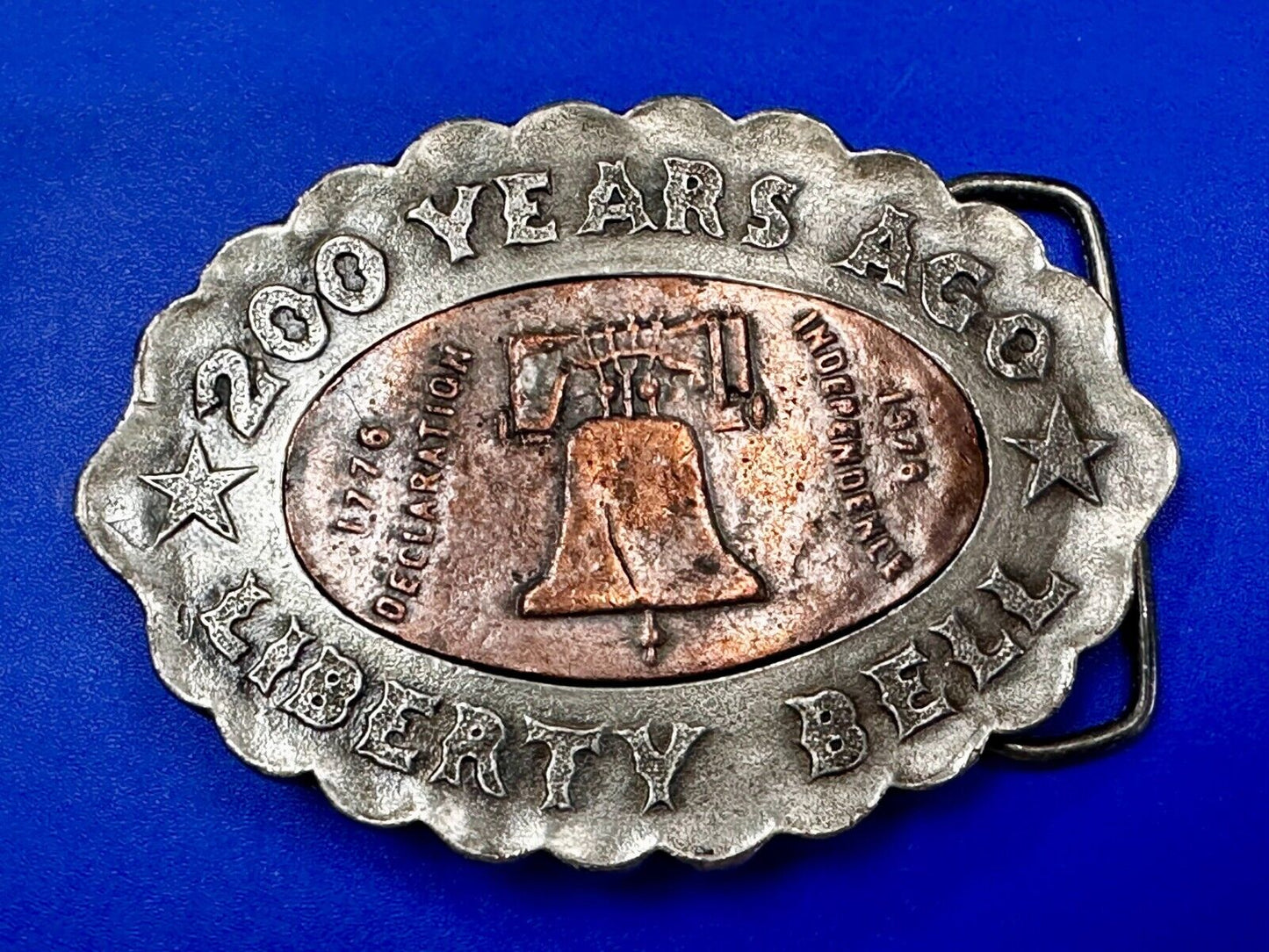 USA Liberty Bell 200 Year Celebration two tone Patriotic Bergamot Belt Buckle
