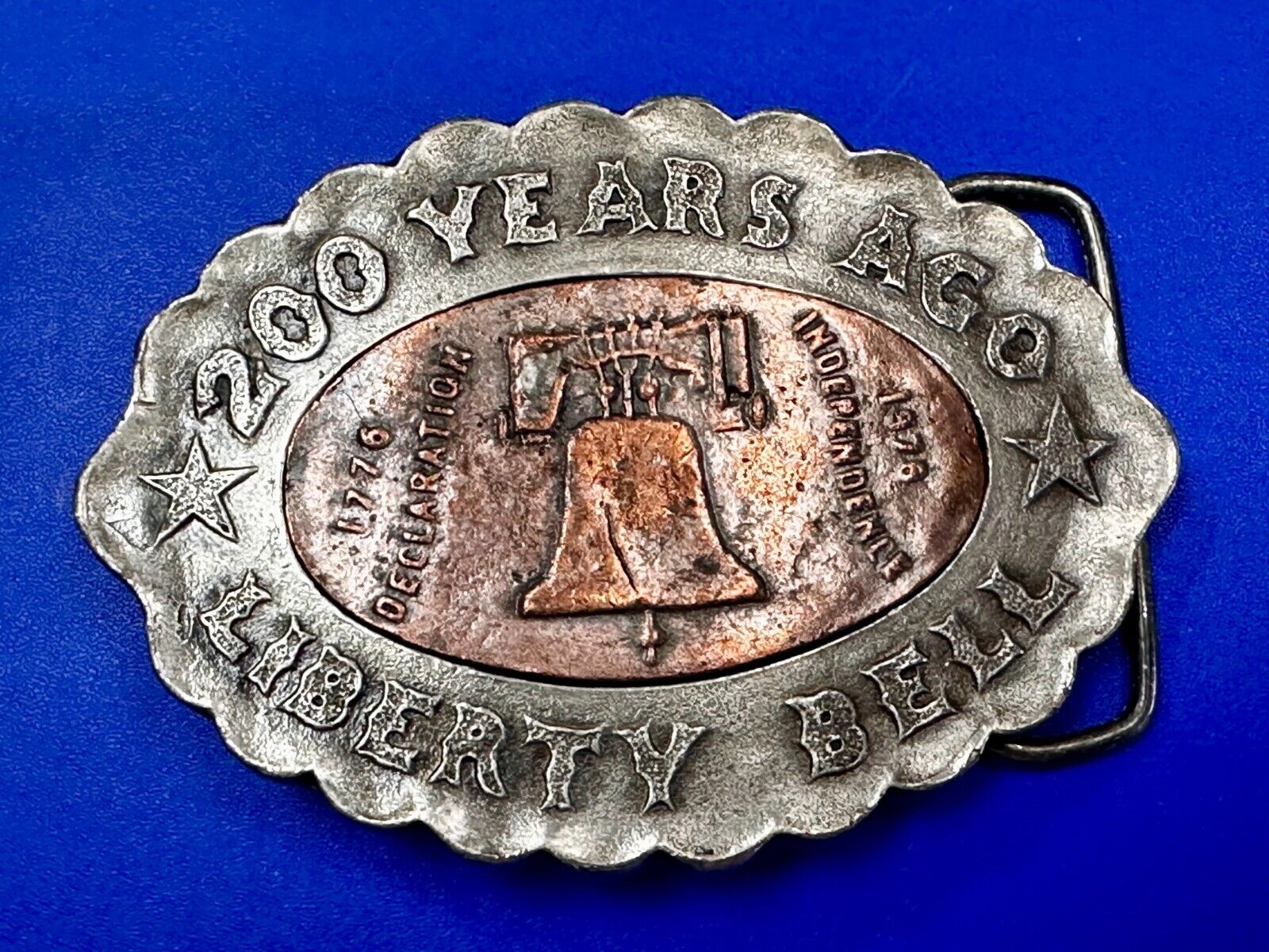 USA Liberty Bell 200 Year Celebration two tone Patriotic Bergamot Belt Buckle