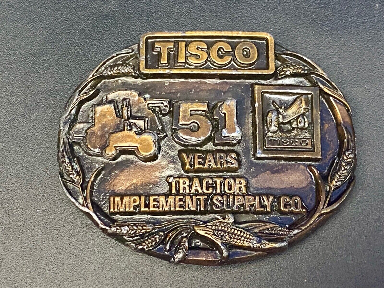 1988 Tisco Tractor Implement Supply Agriculture Farming 51 Year Belt Buckle