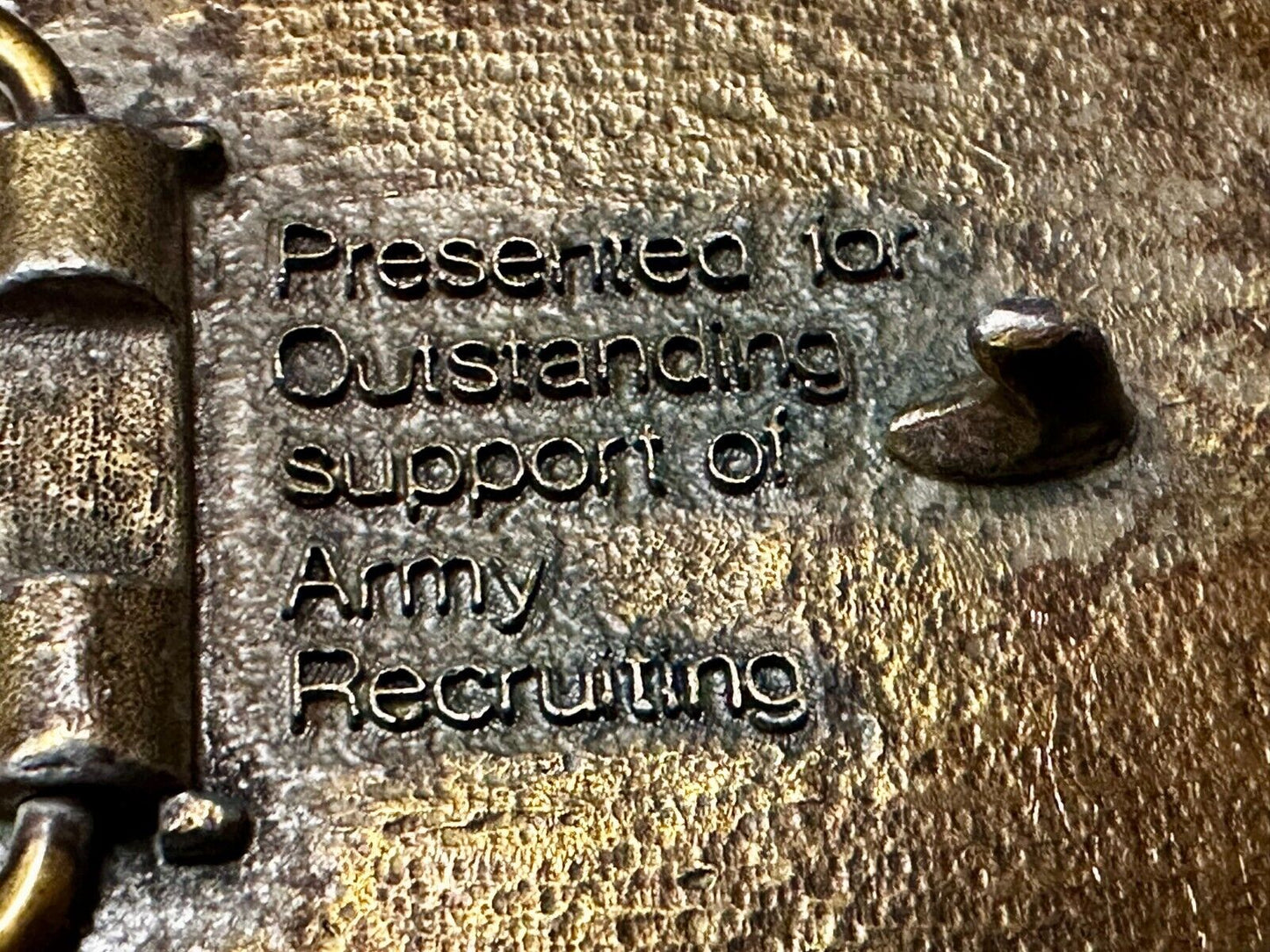 United States Us Army Recruitment Officers Award Vintage Belt Buckle