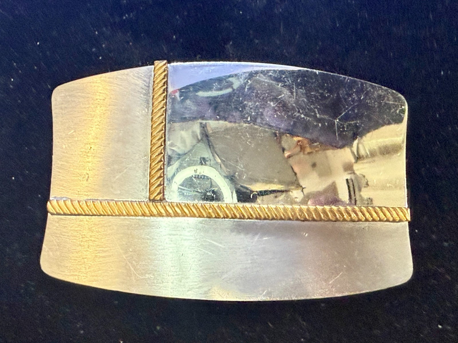 Vintage Gold Rope Design Reflective Nickel Silver Belt Buckle