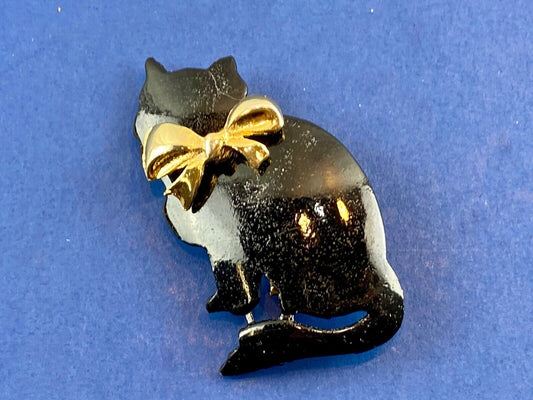 Vintage black and gold color  UltraCraft Cats Kitten Kitty in bow 
