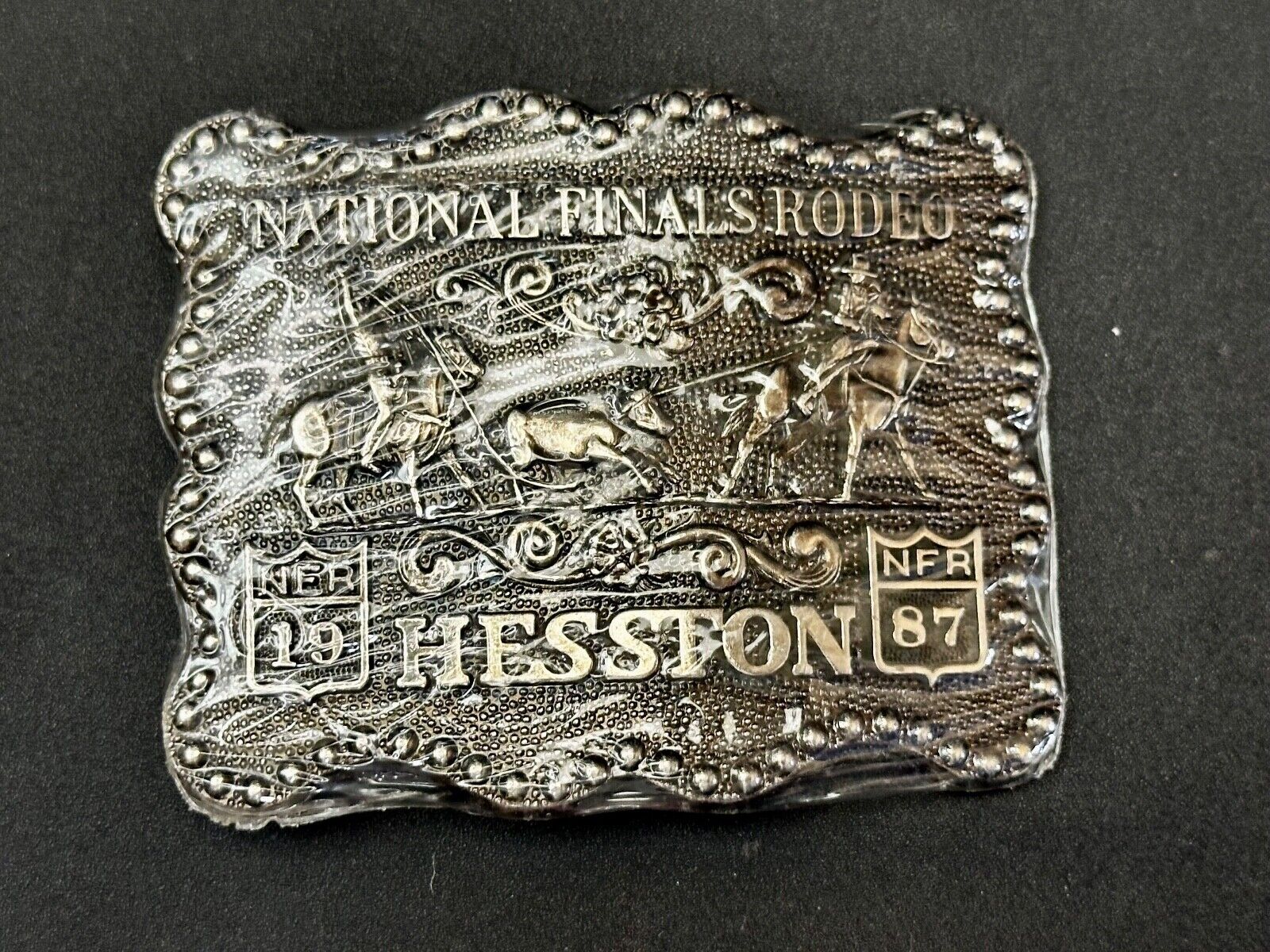 1987 National Finals Rodeo NFR Cowboy Western NOS Belt Buckle in wrap