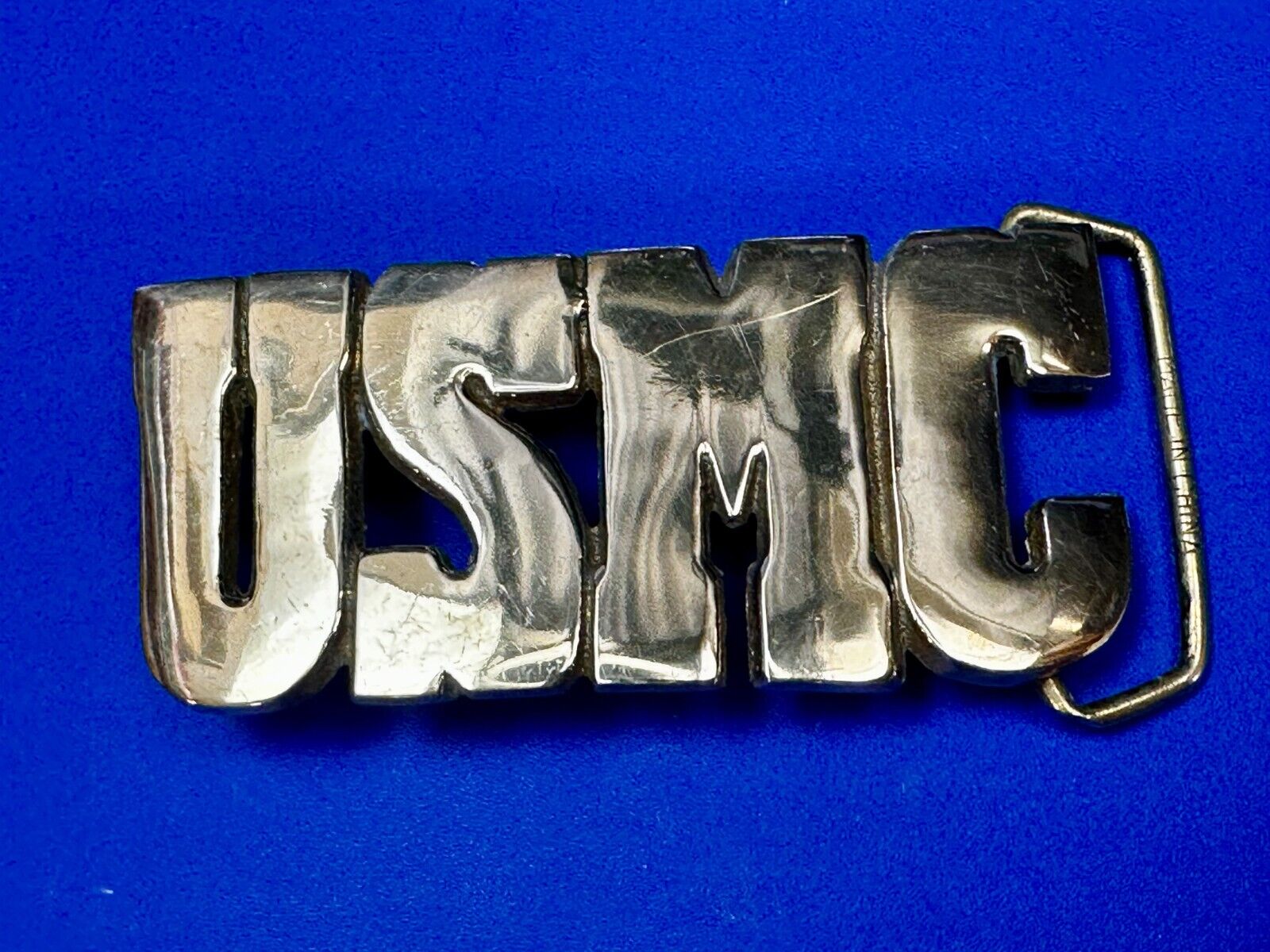 USMC United States Marines Patriotic Block Letter Baron Brass Belt Buckle