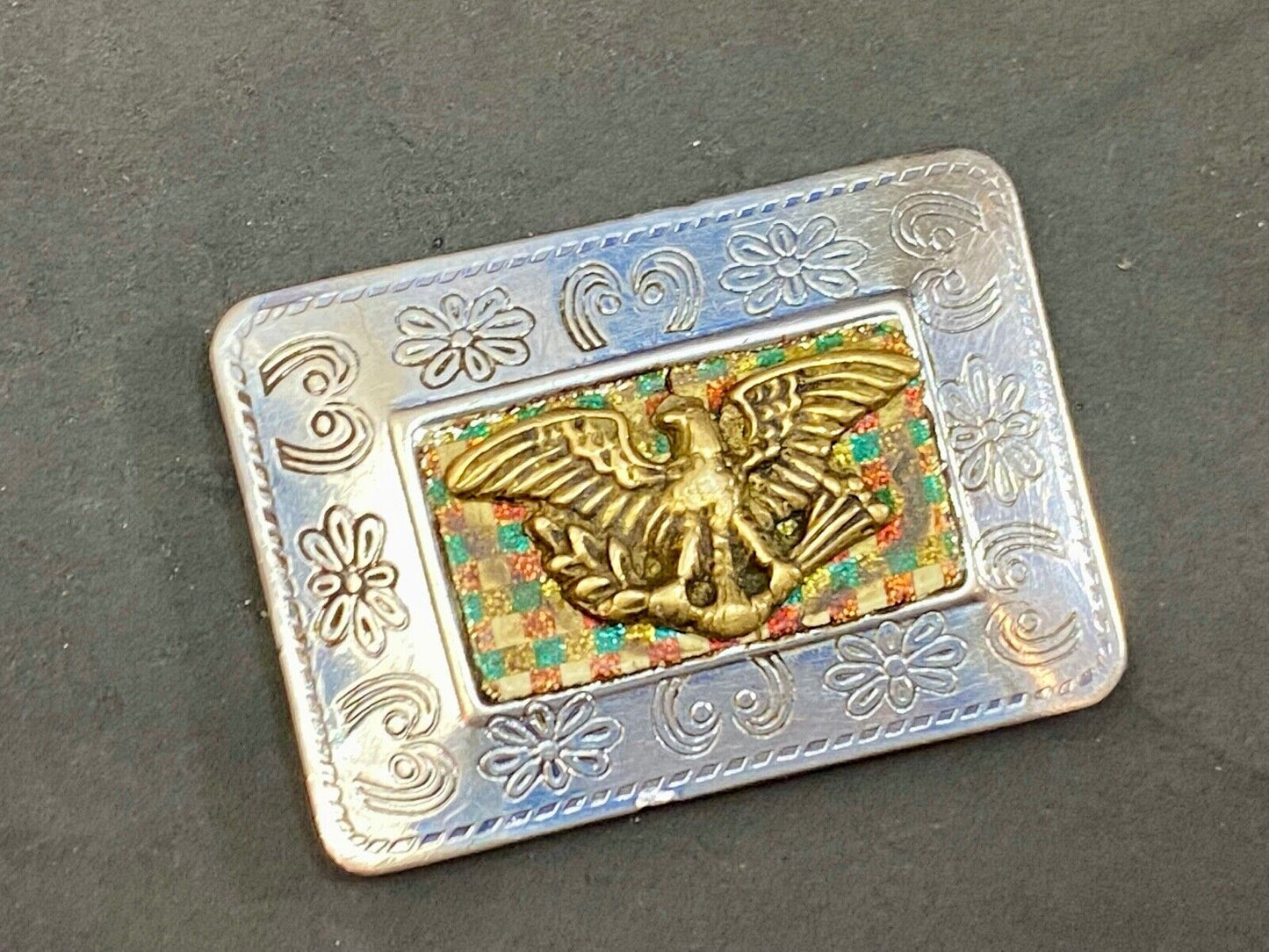 Antique -Eagle Arrows Shield Crest Emblem Belt Buckle  Aaaaa Mexico Makers Mark