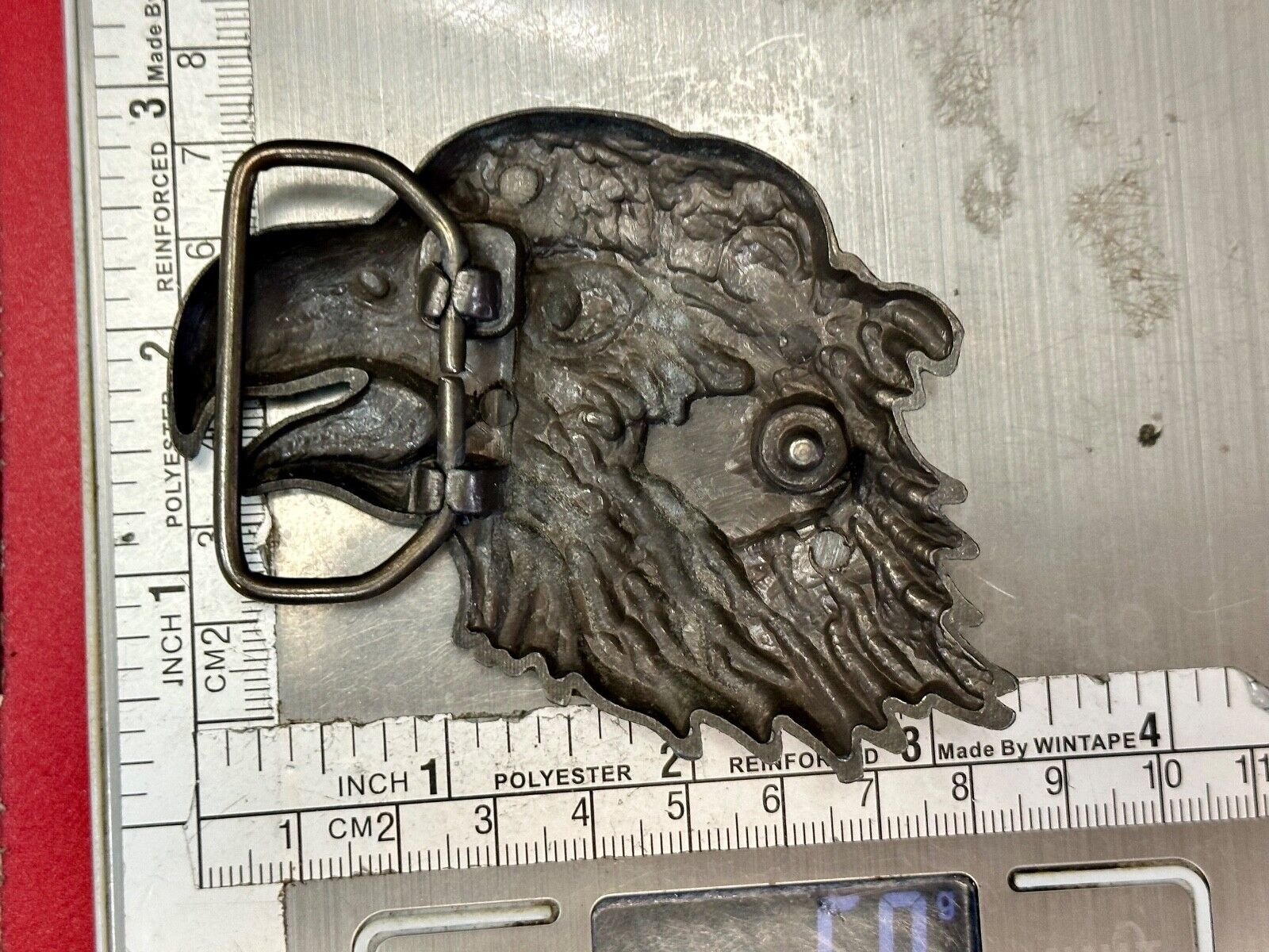 Bikers Eagle USA Motorcycle Rider figural cutout Head beak bandana belt buckle