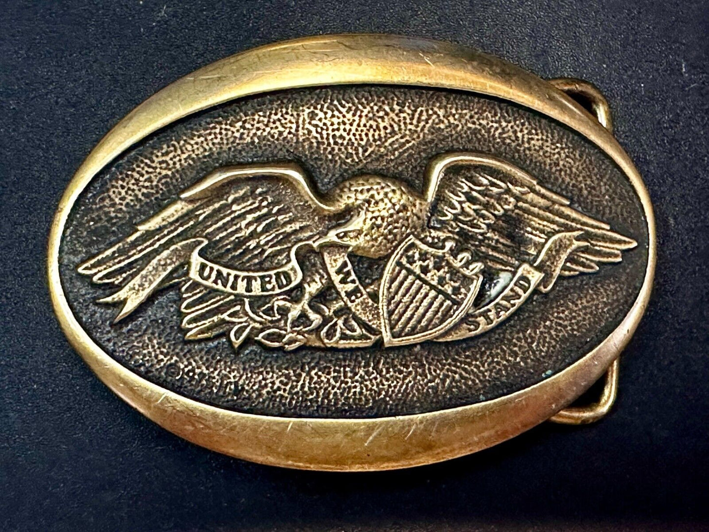United We Stand - Patriotic American Eagle 1976 Heritage Mint Brass Belt Buckle