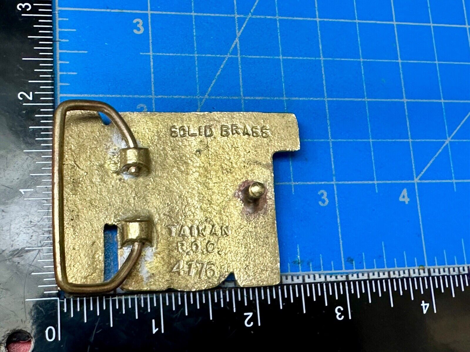 TOM Custom Name in cutout block letters solid brass belt buckle - Taiwan ROC