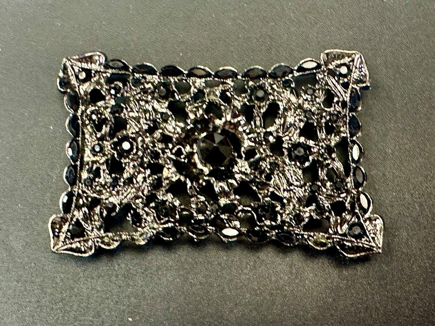 Unique black Victorian vibe black Rhinestone accented see through Belt Buckle