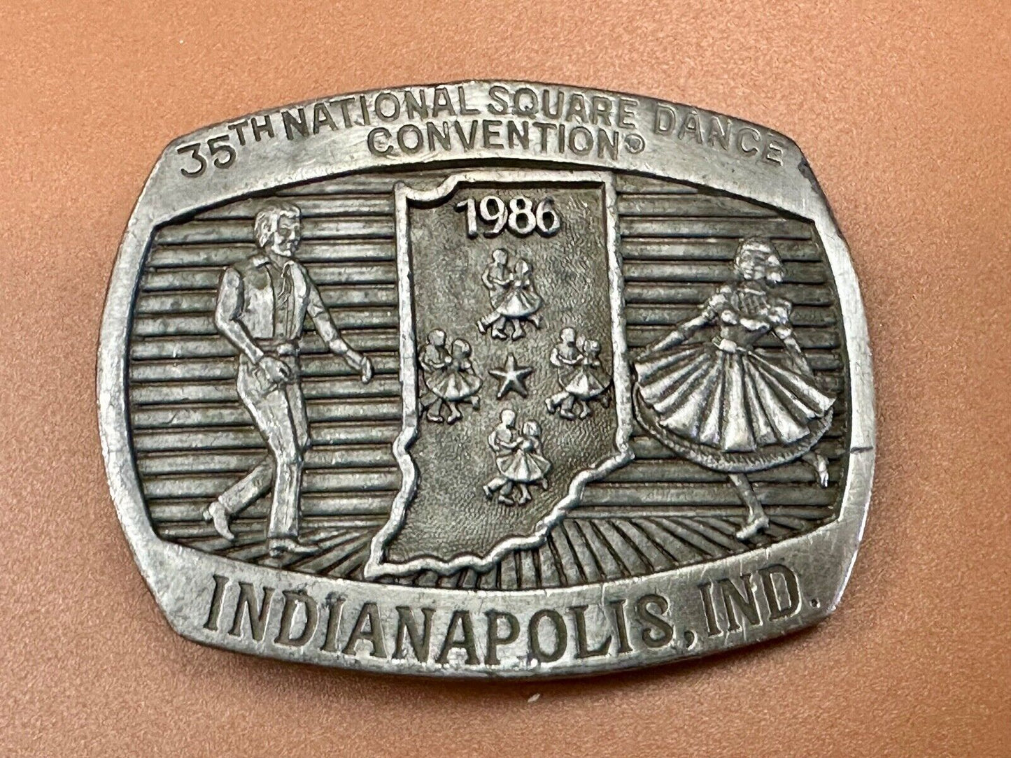 35th National Square Dance Convention 1986 Indianapolis IN Vintage belt buckle