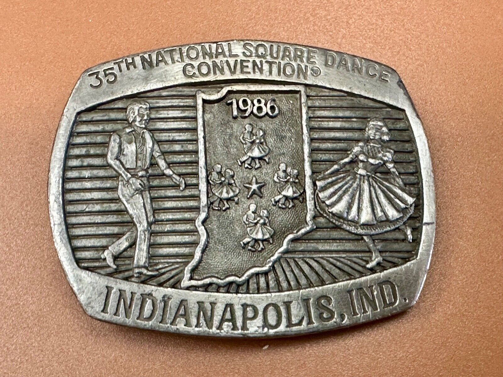 35th National Square Dance Convention 1986 Indianapolis IN Vintage belt buckle