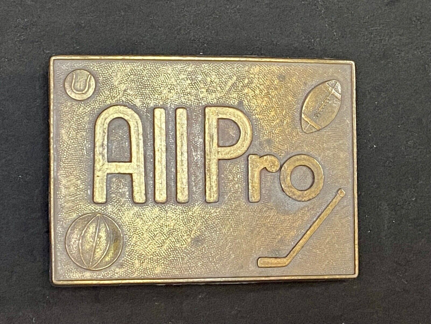 All Pro Hockey Basketball Golf Football Brass Tone Belt Buckle 