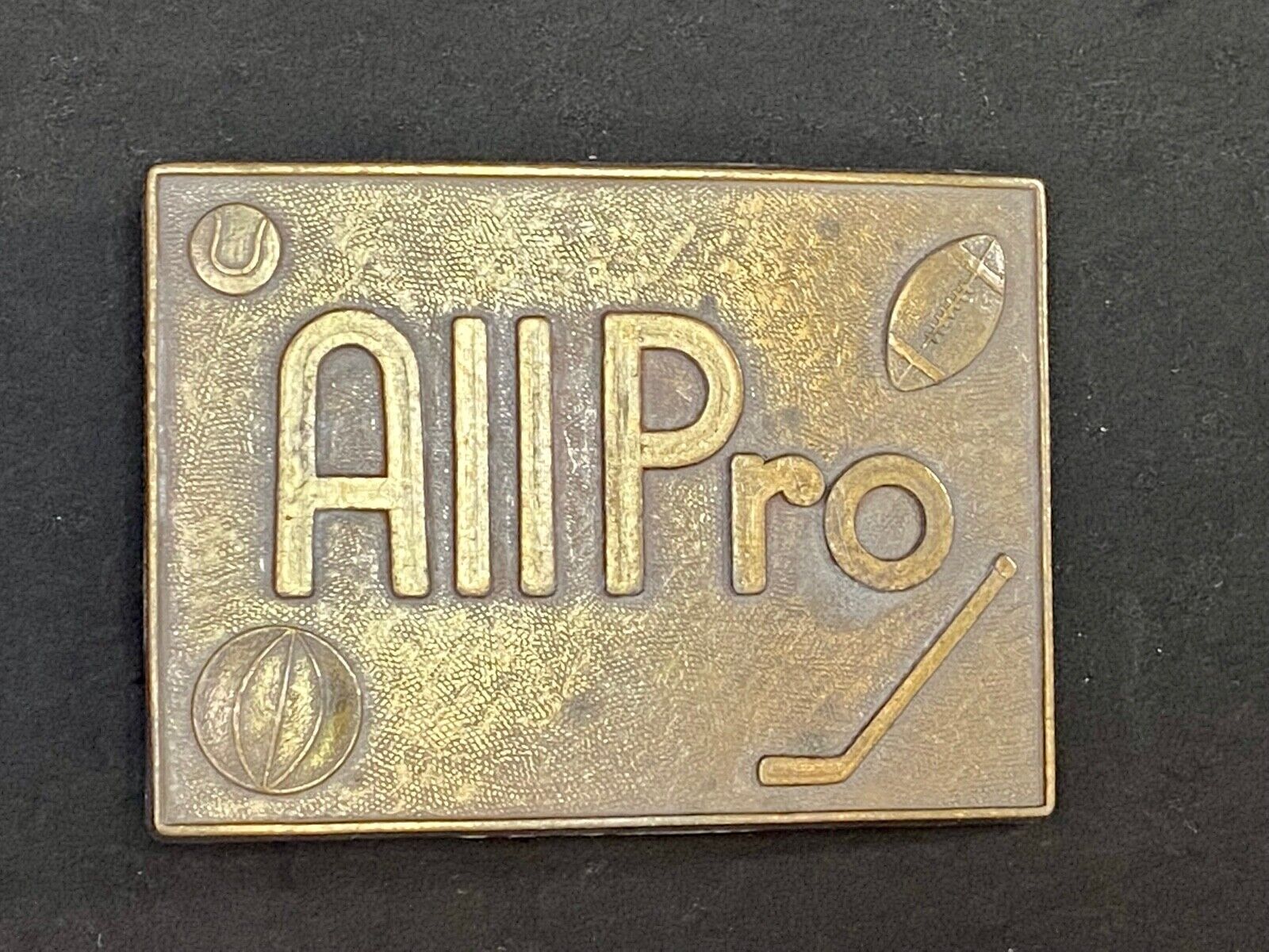 All Pro Hockey Basketball Golf Football Brass Tone Belt Buckle 