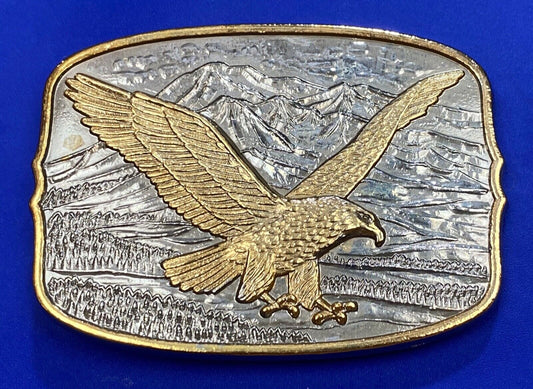 AMERICAN EAGLE Majestically hunting flying over mountains Numbered belt buckle