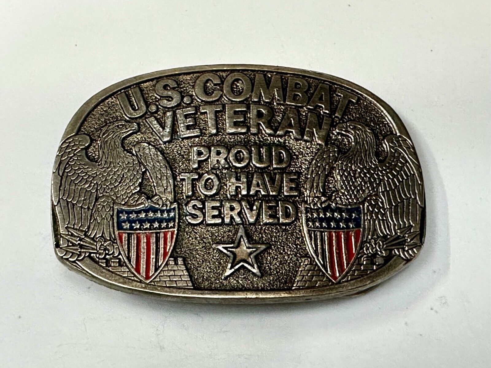 US Combat Veteran - Proud to have served our country Vintage Belt Buckle