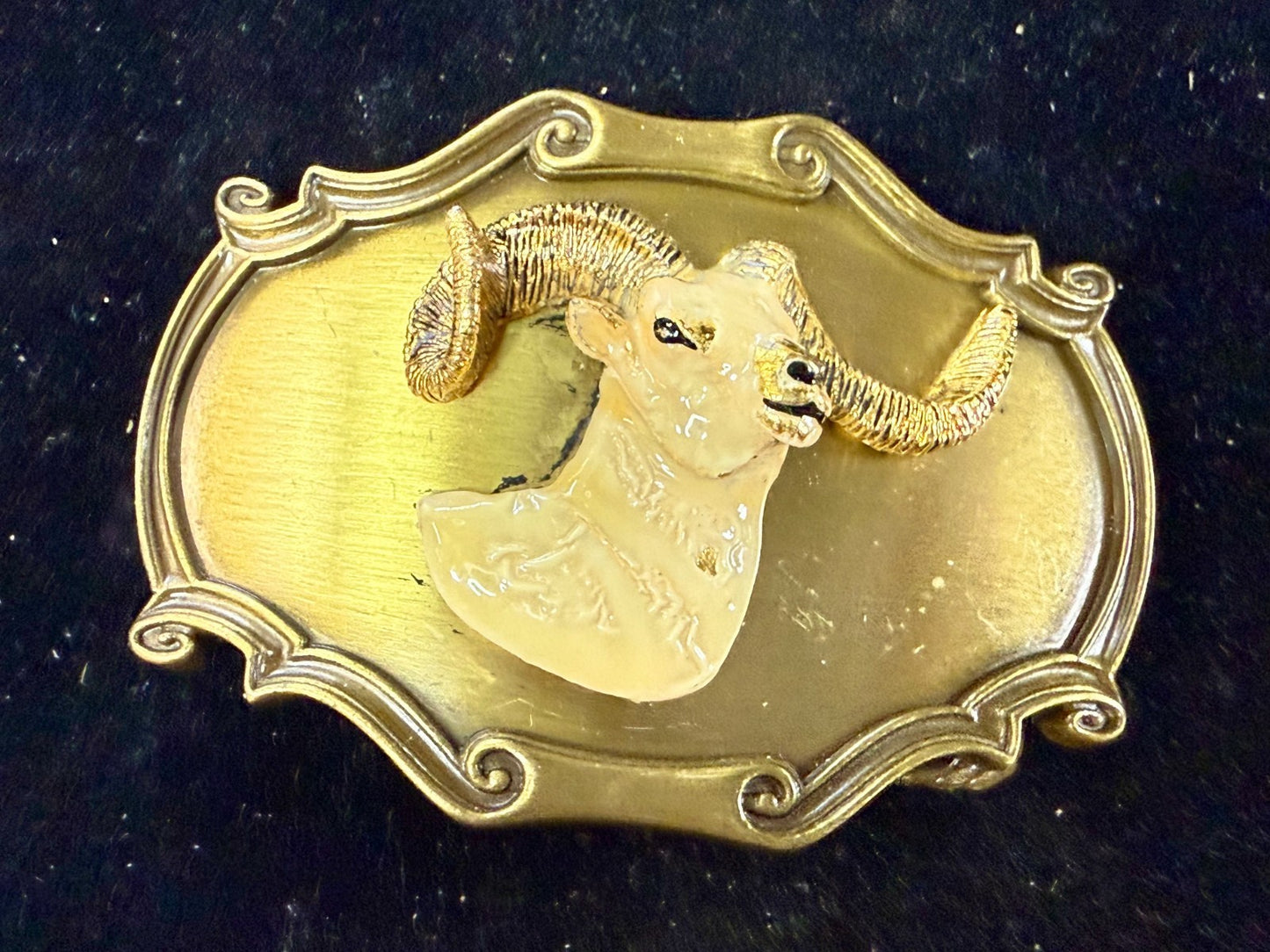 3D Big Horn Sheep Ram Head Mountain Goat Vintage 1978 Rain-Tree Belt Buckle