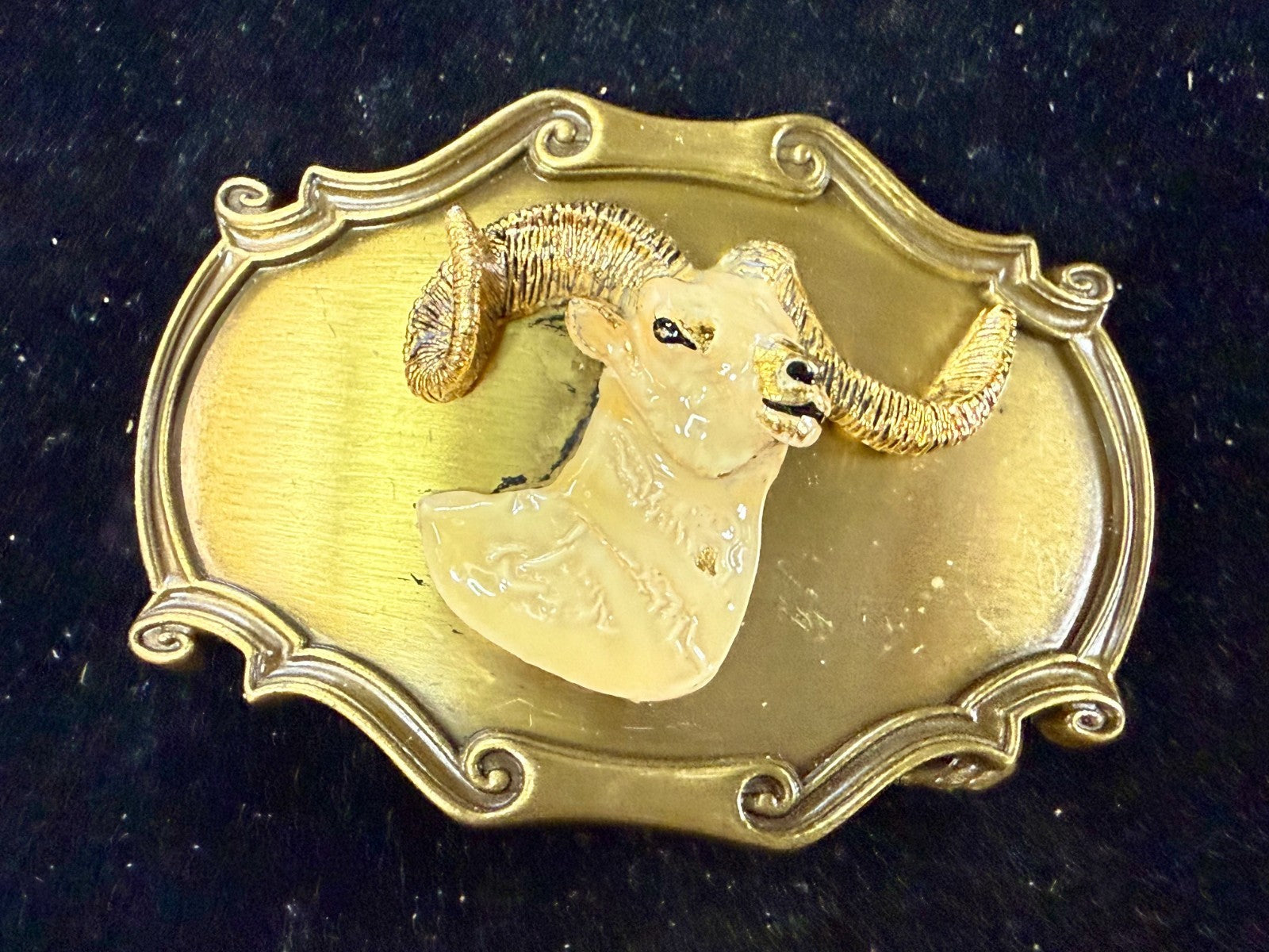 3D Big Horn Sheep Ram Head Mountain Goat Vintage 1978 Rain-Tree Belt Buckle